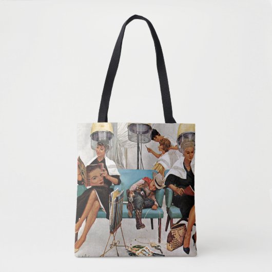 Cowboy Aslapen in Beauty Salon Tote Bag (Voorkant)