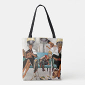 Cowboy Aslapen in Beauty Salon Tote Bag (Achterkant)