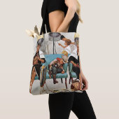 Cowboy Aslapen in Beauty Salon Tote Bag (Dichtbij)