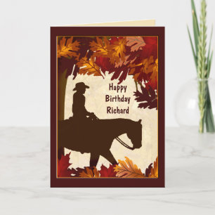 Cowboy Autumn Custom Birthday Kaart