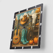 Cowboy Autumn Rodeo Ranch Vierkante Klok (Hoek)