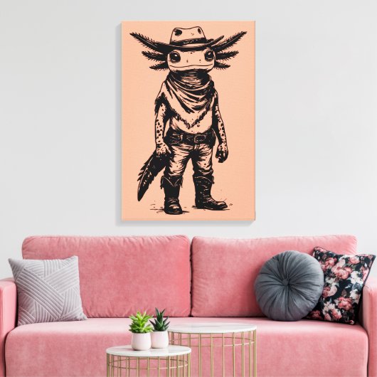 cowboy axolotl canvas afdruk (Insitu (Woonkamer))