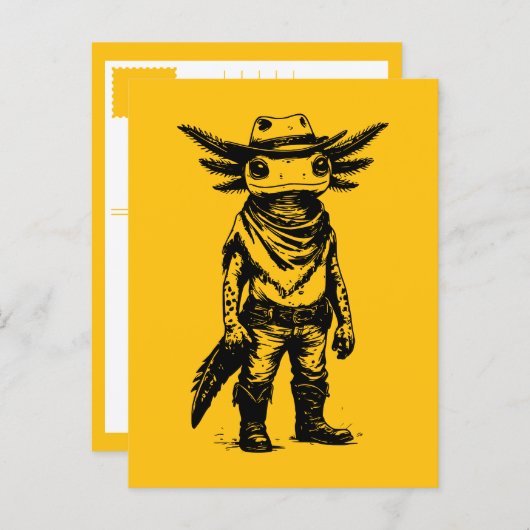 cowboy axolotl feestdagenkaart (Voorkant / Achterkant)