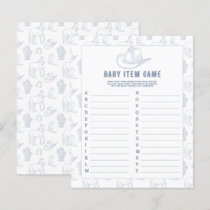 Cowboy - Baby Artikel Spel. Baby Shower Spel