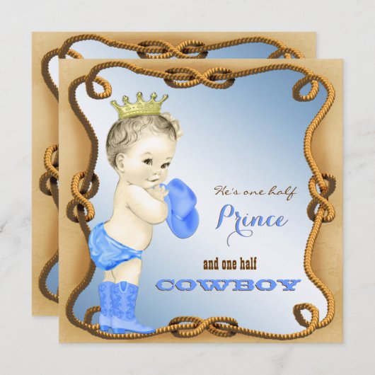 Cowboy Baby Douche Uitnodigingen (Voorkant / Achterkant)