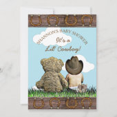 Cowboy Baby en Teddy Bear Baby shower Kaart (Voorkant)