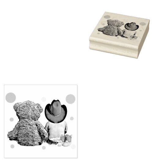 Cowboy Baby en Teddy Bear Baby shower Rubberstempel (Gestempeld)