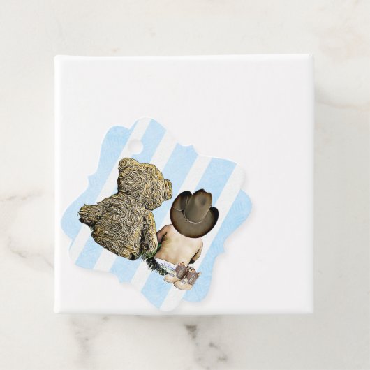 Cowboy Baby en Teddy Bear Gift Label (In situ)