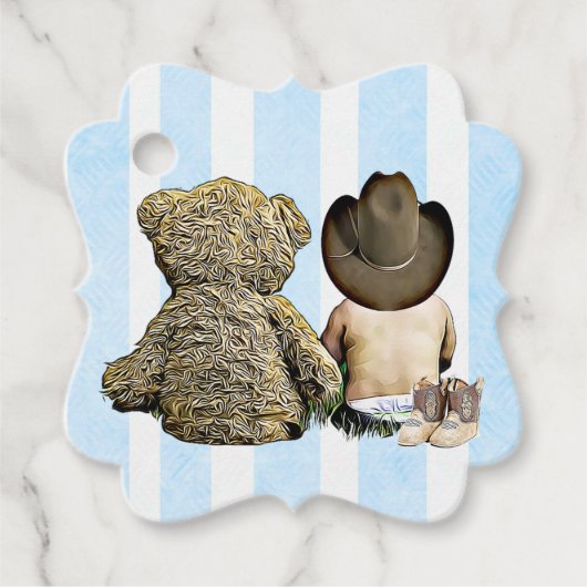 Cowboy Baby en Teddy Bear Gift Label (Voorkant)