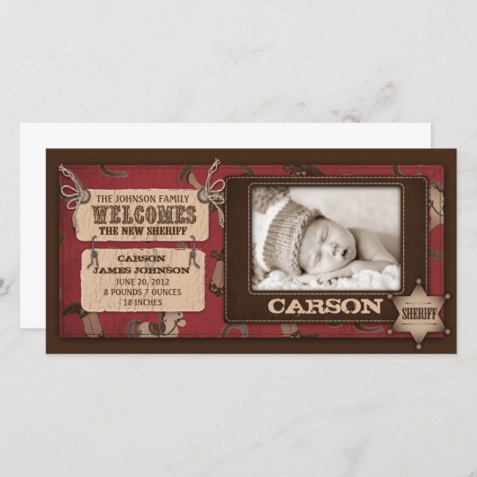 Cowboy Baby fotokaart 2 Aankondiging (Voorkant / Achterkant)