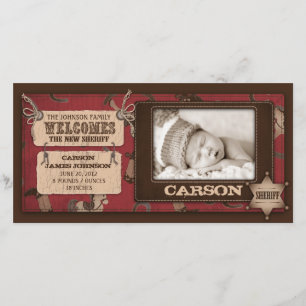Cowboy Baby Photo Card 2 Aankondiging