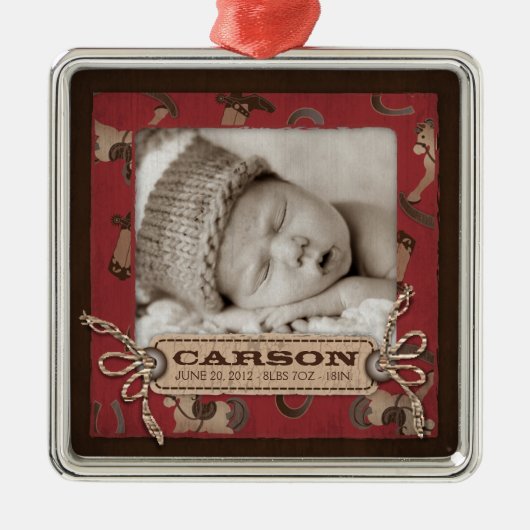 Cowboy Baby Photo Ornament (Voorkant)
