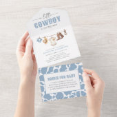 Cowboy Baby shower All In One Uitnodiging (Afscheurbaar)