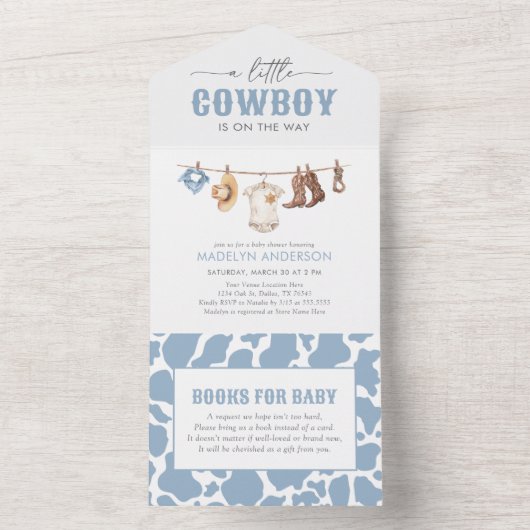 Cowboy Baby shower All In One Uitnodiging (Binnen)