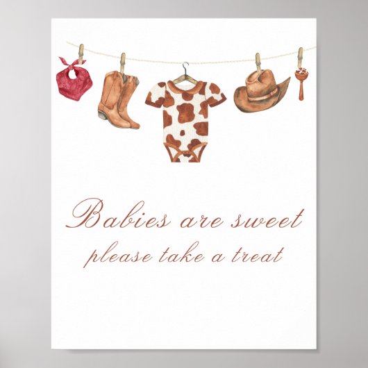 Cowboy baby shower - Babies are sweet Poster (Voorkant)
