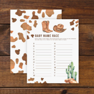 Cowboy baby shower - Baby naam race spel
