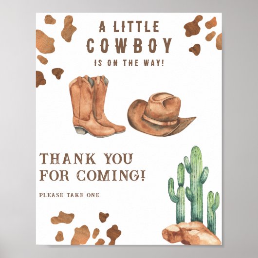 Cowboy baby shower Bedankt voor je komst Poster (Voorkant)