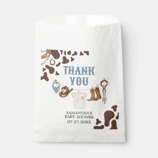 Cowboy Baby shower Bedankzakje (Voorkant)