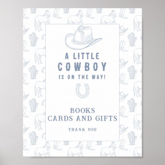 Cowboy baby shower - Boeken kaarten en geschenken  Poster (Voorkant)