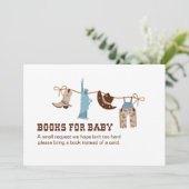 Cowboy Baby Shower Boeken voor Baby Bijlage Kaart (Staand voorkant)