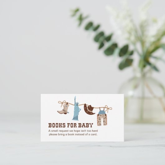 Cowboy Baby shower Books for Baby Enclosure Informatiekaartje (Staand voorkant)