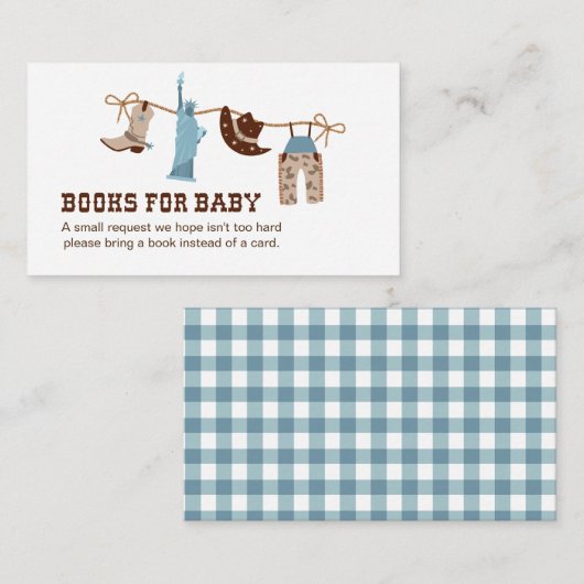 Cowboy Baby shower Books for Baby Enclosure Informatiekaartje (Voorkant / Achterkant)