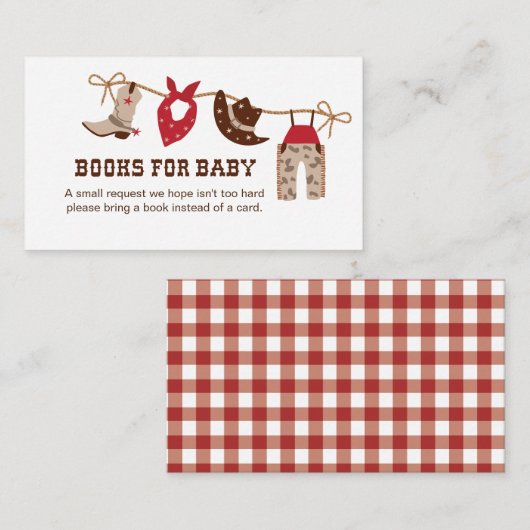 Cowboy Baby shower Books for Baby Enclosure Informatiekaartje (Voorkant / Achterkant)