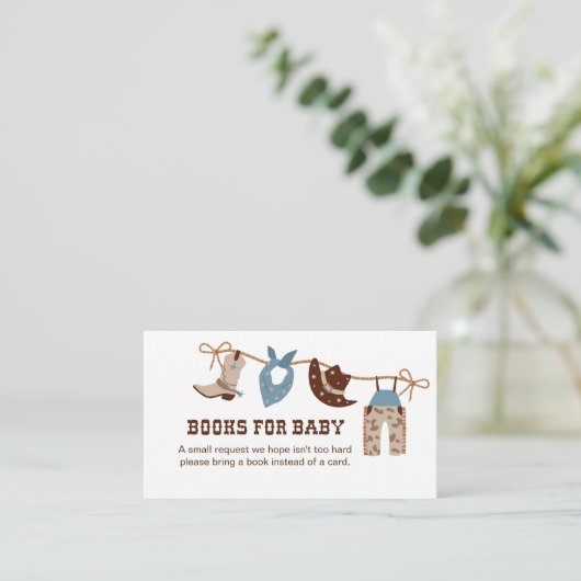 Cowboy Baby shower Books for Baby Enclosure Informatiekaartje (Staand voorkant)