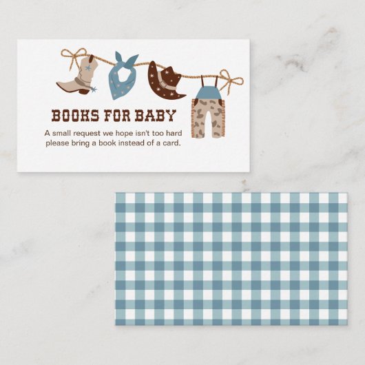 Cowboy Baby shower Books for Baby Enclosure Informatiekaartje (Voorkant / Achterkant)