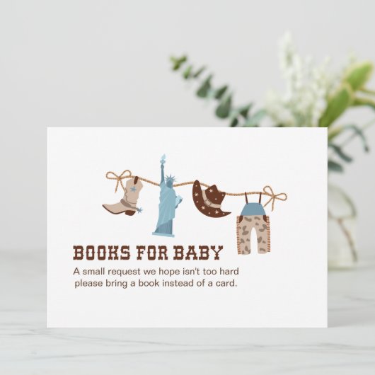 Cowboy Baby shower Books for Baby Enclosure Kaart (Staand voorkant)
