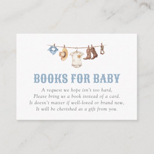 Cowboy Baby shower Books voor Baby Informatiekaartje (Voorkant)