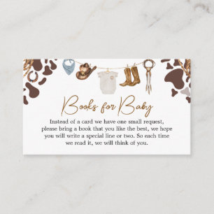 Cowboy Baby shower Books voor Baby Informatiekaartje