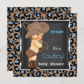 Cowboy Baby shower Boy Blue Brown Kaart (Voorkant / Achterkant)