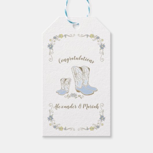 Cowboy Baby shower Cadeaulabel (Voorkant)