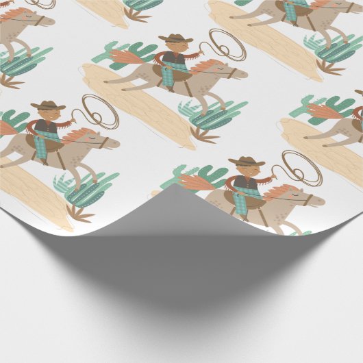 Cowboy Baby Shower Cadeaupapier (Hoek)
