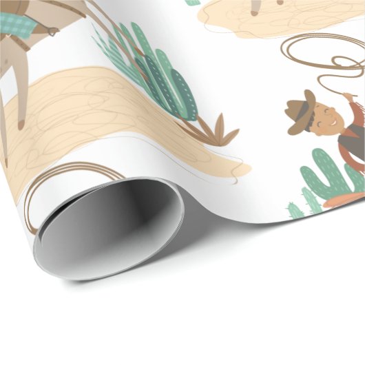 Cowboy Baby Shower Cadeaupapier (Rol Hoek)