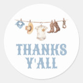 Cowboy Baby shower dank u Ronde Sticker (Voorkant)