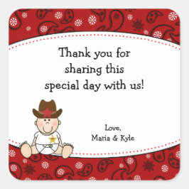 Cowboy Baby shower dank u voor Sticker
