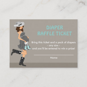 Cowboy Baby shower Diaper Raffle Ticket - Brunette Informatiekaartje