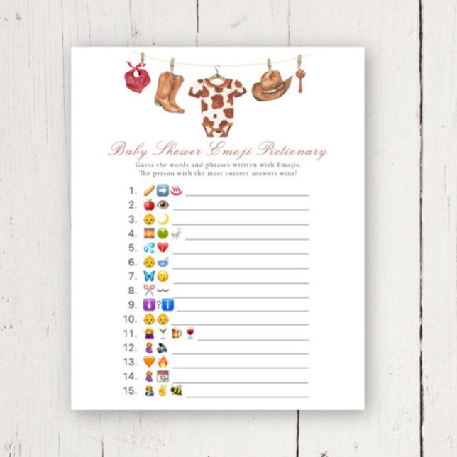 Cowboy baby shower Emoji picture game (Creator heeft geüpload)