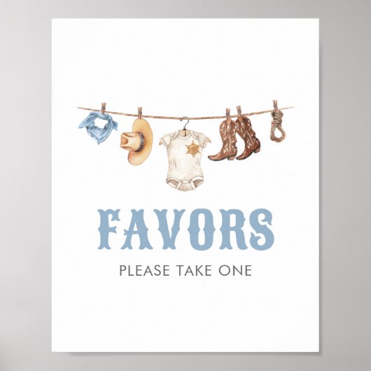 Cowboy Baby shower Favorieten Sign Poster (Voorkant)