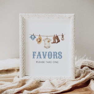 Cowboy Baby shower Favorieten Sign Poster