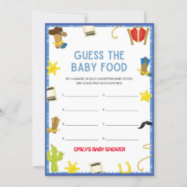 Cowboy Baby shower Game - Editable Name, 5x7 size Kaart