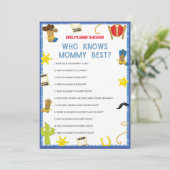 Cowboy Baby shower Game - Editable Name, 5x7 size Kaart (Staand voorkant)