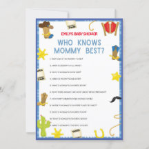 Cowboy Baby shower Game - Editable Name, 5x7 size