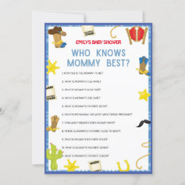 Cowboy Baby shower Game - Editable Name, 5x7 size Kaart