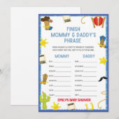 Cowboy Baby shower Game - Editable Name, 5x7 size Kaart (Voorkant / Achterkant)