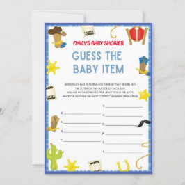 Cowboy Baby shower Game - Editable Name, 5x7 size Kaart