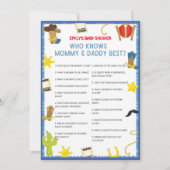 Cowboy Baby shower Game - Editable Name, 5x7 size Kaart (Voorkant)