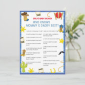 Cowboy Baby shower Game - Editable Name, 5x7 size Kaart (Staand voorkant)